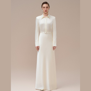 En stock Vestidos largos Mujer Elegante AUDREY DAY VESTIDO Manga larga 89% Triacetato-11% Poliéster Ropa de moda para mujer - Product Image 5