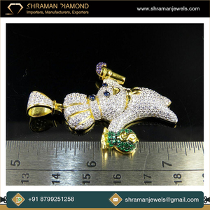 925ชุบทองเงินสเตอริ่งเงินที่กำหนดเองจี้โดนัทรูปการ์ตูนฮิปฮอปเย็นจี้เครื่องประดับที่ดีและเครื่องรางด้วยเพชรโมอิส - Product Image 4