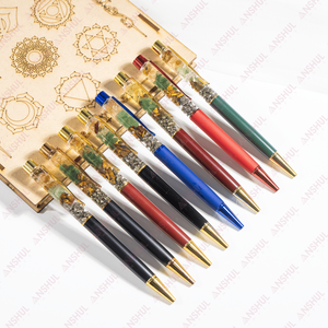 Fácil de llevar Lujo Calidad Premium 14 mm Color azul Dinero Imán Metal con piedras preciosas Crystal Healing Pen para la manifestación - Product Image 6