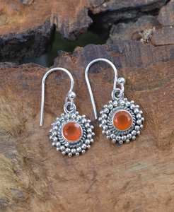 925 argent Sterling cornaline pierres précieuses boucles d'oreilles à la main concepteur personnalisé Fine Piercing bijoux pour femmes pour cadeau fiançailles - Product Image 6