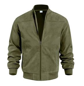 Veste en cuir unisexe à manches longues, style vintage décontracté, fermeture éclair sur le devant, couleur unie, en daim, nouvelle collection, prix de gros - Product Image 3