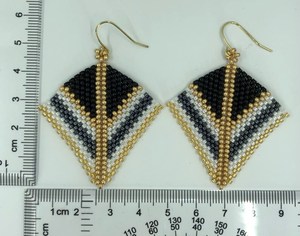 Boho <b>bead</b> earrings with <b>turquoise</b> design andy cascading fringe, unique jewelry gift - Product Image 3