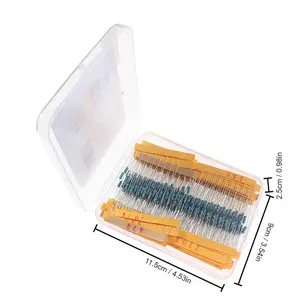 1/4W Resistor Film logam aneka Kit - 50 nilai, 1R ~ 393.7 inci Ohm, kotak 1% presisi untuk desain sirkuit, prototipe