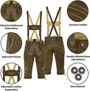 Shemax Trachten Shorts pour hommes Lederhosen Shaded Grey OEM Custom New Bavarian Oktoberfest Lederhosen - Product Image 5