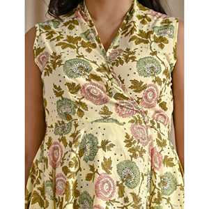 Vestido largo informal de algodón estampado color rosa crema con diseño boutique, transpirable, tallas XS-5XL - Product Image 2