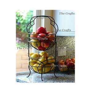 Panier de fruits à 2 niveaux en fer forgé avec panier de rangement de taille et de forme personnalisées de qualité supérieure en vrac - Product Image 1