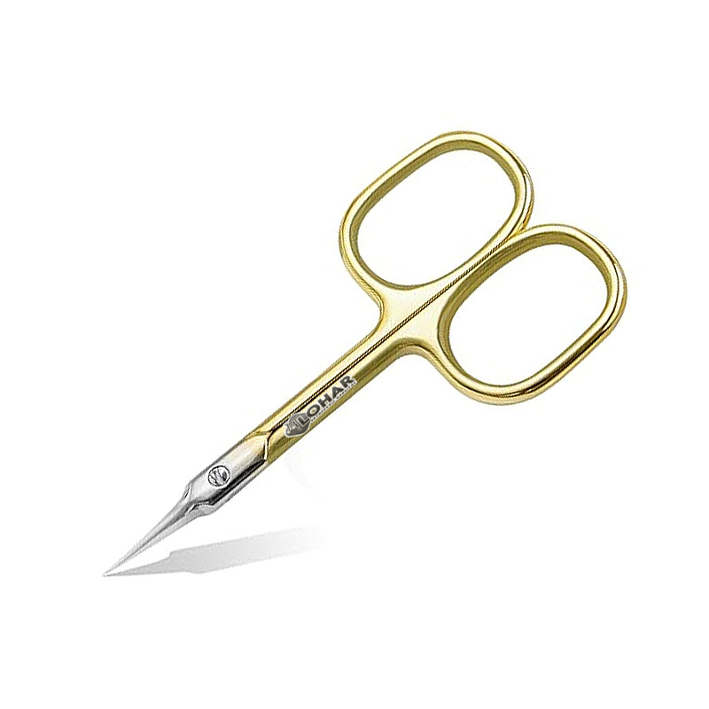 Extra Fine Curved Blade, Super Slim Manicure Scissors for Cuticles Small Pointed Tip Grooming Blades, Eyebrow, Eyelash, - Gold