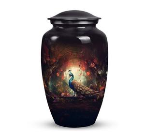 Peacock Cremation Urn <b>for</b> Human <b>Ashes</b> Urn 10-Inch Funeral Forest Theme Decorative Peaceful Whimsical Bird Urn - Product Image 6