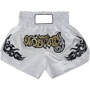 Pantalones cortos de Muay Thai con logotipo personalizado al por mayor para adultos pantalones cortos de boxeo de lucha unisex de alta calidad MOQ bajo edición 2025 - Product Image 1