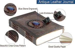 Diario de cuero A5 personalizado de estilo Vintage antiguo, diario de tapa dura encuadernado a mano, borde de cubierta para uso escolar para hombres y mujeres - Product Image 5