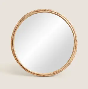 New Style Vietnam Ecofriendly Vintage Natural Wall Decoration Item Rattan Mirrors Wooden Mirrors Wicker Wall Mounted Mirrors
