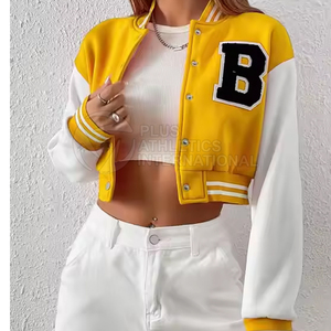 Veste courte de style Letterman pour femme, vêtements d'extérieur, faible MOQ, logo personnalisé, vêtements tendance. - Product Image 2