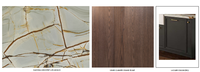 Ensemble d'armoires de cuisine en bois de luxe au design européen en forme d'arche avec quincaillerie en laiton et armoire à vin