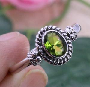 925 plata esterlina Spinner peridoto piedra preciosa anillo hecho a mano joyería 925 plata esterlina estampado sólido anillo de joyería Natural - Product Image 3