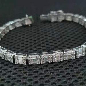 White Baguette Shape Customized <b>Bracelet</b> <b>925</b> <b>Sterling</b> <b>silver</b> Moissanite <b>Bracelet</b> & Other Diamond Jewelry - Product Image 1