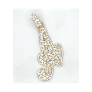 10KT Yellow <b>Gold</b> Diamond Initial A Pendant 1.89 TCW Letter A Pendant for Men & Women by H.A Impex - Product Image 5
