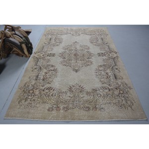 Clásico Beige Marrón 5,5X8,7 pies Vintage Alfombra turca Patchwork Lana Faux Rabbit Fur Látex Rectángulo Pasillo para uso en la cabecera - Product Image 1