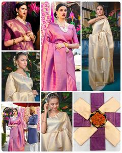 Sarees en soie Lichi de haute qualité pour femmes Fournisseur en gros en vrac de sarees indiens traditionnels de FashionHarbour - Product Image 3