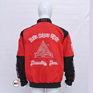 Veste de moto de course classique au design personnalisé Veste de course authentique Delta Sigma entièrement brodée pour hommes - Product Image 4