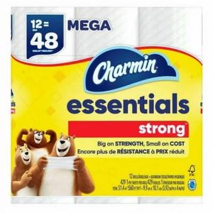 Charmin-Essentials Papier toilette fort 12 méga rouleaux de mouchoirs en papier doux et jetables Taille Jumbo - Product Image 6