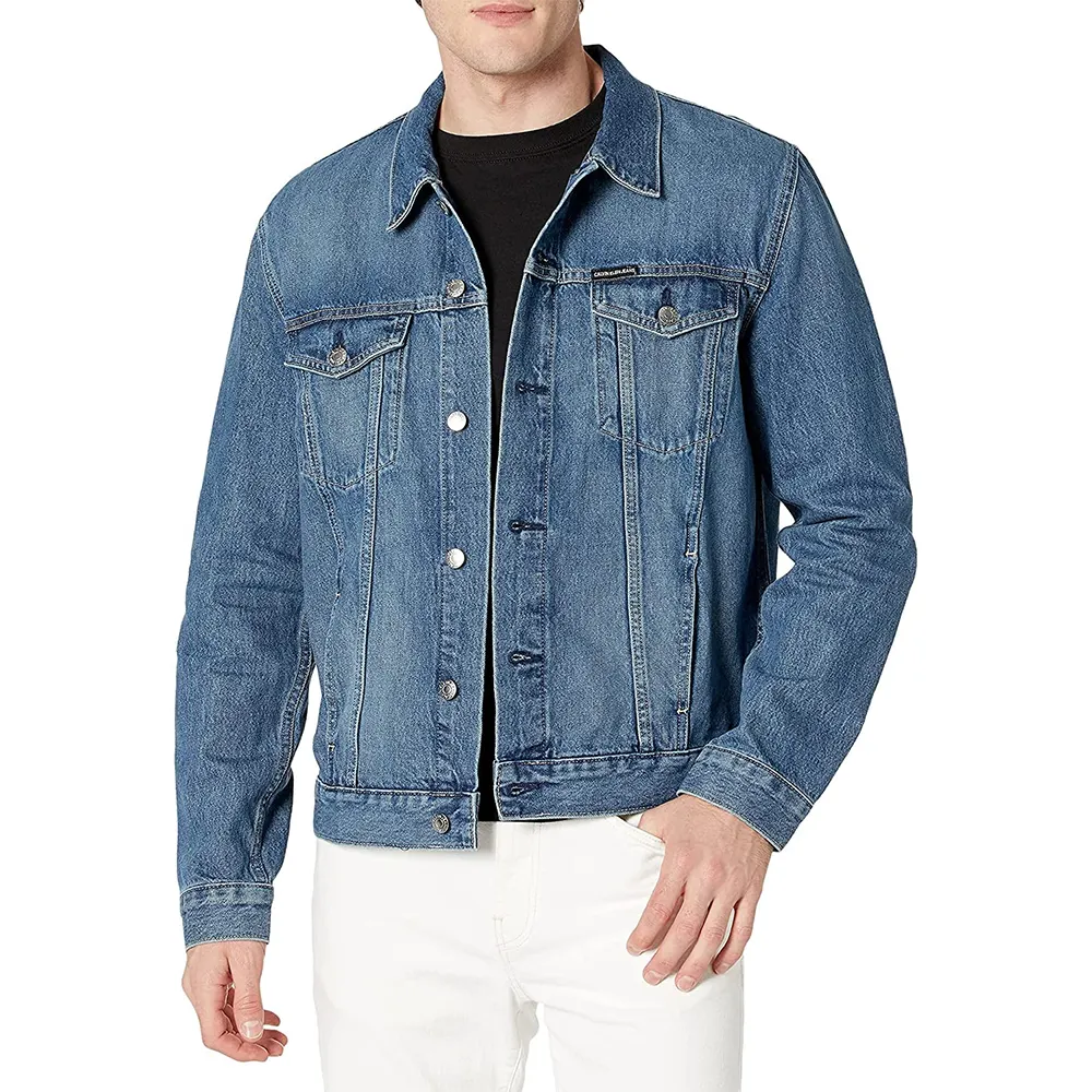 Latest Design Men's Denim Jackets Full Sleeves Light Color Denim Jeans Made Jackets With Customized Logo