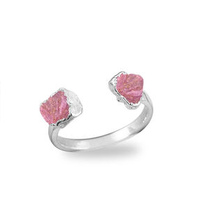 925 argent Sterling réglable famille pierre de naissance bague Double rubis pierre précieuse étanche galvanisé pour la mode de fiançailles - Product Image 1