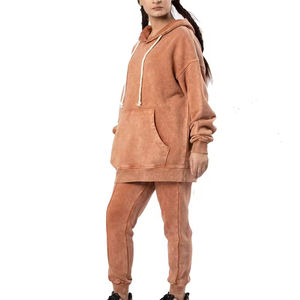 Chándal de Invierno de Alta Calidad para Mujer, Grueso, Transpirable, con Capucha, 100% Algodón, Lavado Ácido, Mangas Largas - Product Image 4