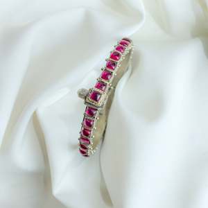 925 Silver Adjustable <b>Bracelet</b> with <b>Ruby</b> Stone Asama Semi-Precious Bezel Setting for Gift - Product Image 2