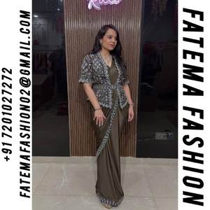 Vêtement de fête pour femmes, style indien traditionnel, ethnique, luxueux, en georgette, broderie, travail de séquence, non cousu, lavable, toutes saisons - Product Image 5