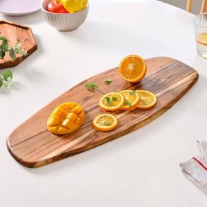 Plato de fruta de madera rústica Mango Naranja Bandeja para servir Tabla de queso de madera de acacia natural y vajilla de charcutería - Product Image 1