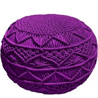 Tabouret en macramé crème en forme de boule royale, décoration d'intérieur et d'extérieur, Table pour chambre d'enfants, chambre d'adolescent, Hall