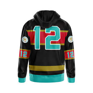 Sudadera con capucha 100% algodón para hombre logotipo personalizado bordado Sublima cordones estilo invierno hielo uniforme - Product Image 2