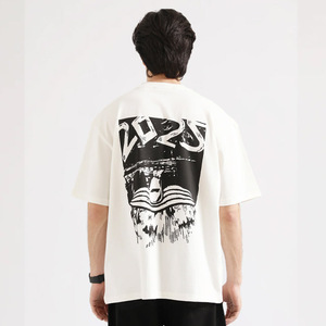 Camiseta estampada blanca para hombre, camiseta con logotipo personalizado de algodón 100% de alta calidad, Camiseta con estampado de hojaldre, camisetas bajas moq de Pakistán para hombre - Product Image 2