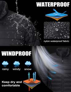 Veste matelassée unisexe légère, chaude, imperméable, coupe-vent, col roulé, fermeture éclair, softshell respirant, pour l'extérieur - Product Image 4