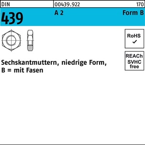 Écrou hexagonal DIN 439 Forme B BM 27 a 2 Pack de 10 pièces - Product Image 1