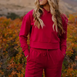 370gsm personnalisé couleur baie coupe ample sweat à capuche court jambe élastique ajustement pantalons de survêtement femmes ensemble de jogging - Product Image 6