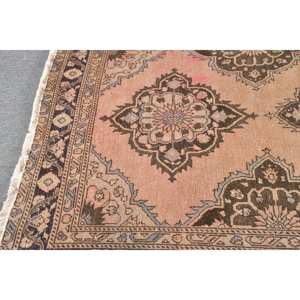 Vintage <b>Brown</b> 49 X 123 ft Turkish <b>Wool</b> Rug Classic Style Beige Accents Patchwork Pattern Latex for Large Area for Teenagers - Product Image 4