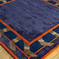 Handgefertigter Woll-Seide Tuft-Teppich Modern Klassisch Blau Orange Waschbar Haustierfreundlich Luxus Wohndekor Hotel-Nutzung Innenarchitektur