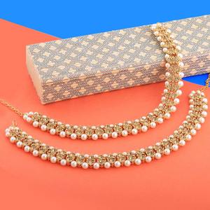 Tobillera de Aleación Chapada en Oro con Perlas y Kundan para Mujer, Diseño Tradicional Indio para Bodas, Talla Ajustable - Product Image 2