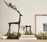 Sculpture de cerf en aluminium la plus étonnante, meilleure qualité, finition noire, sculpture de cerf en métal de grande taille pour la décoration de table