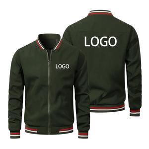 Nouvelle veste bomber en tricot d'hiver pour homme avec logo personnalisé, coupe-vent, imprimé, fermeture éclair, couleur unie, mode décontractée, moto en plein air - Product Image 2