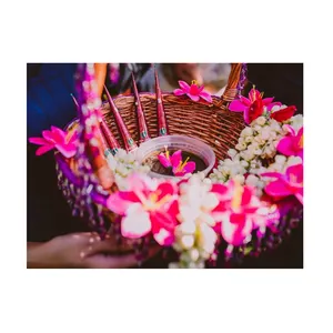 Cesta de flores rosa mehndi com alça melhor para casamento/mehndi/presentes