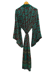 Robe longue en soie douce pour la maison Robe de soirée indienne de plage Kimono en soie fait à la main - Product Image 5