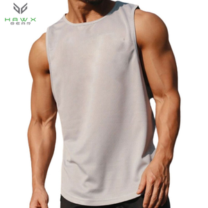 Custom Printed Beige Cotton Muscle Stringer Tank Top for Men Fitness Bodybuilding Gym Clothing Plus Size Options Available - Product Image 1