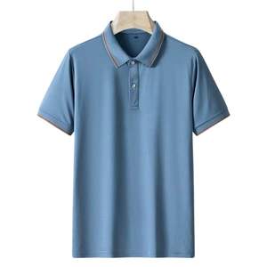 Polo de color personalizado liso para hombre, camiseta de mezcla de algodón informal de manga corta con cuello, ropa informal perfecta - Product Image 4