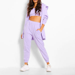 OEM 2 Piece 2022 Fashion Three Piece Thick <b>Fleece</b> Sweatsuit <b>Joggers</b> Pants 3Piece Pants Set Custom Logo <b>Women</b> Sweatsuit Set Tracksuit With Custom logo - Product Image 4