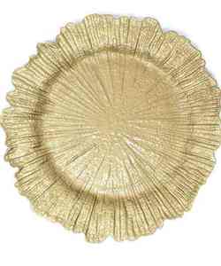 Assiettes de présentation en métal, décoratives, pour mariage, table à domicile, biodégradables, personnalisables, pour servir les aliments, en or - Product Image 1