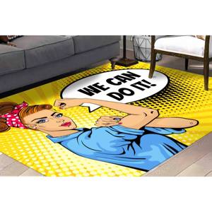 Tapis imprimé : Tapis de salon chic en chenille avec motif « Woman Power », tapis fin non tissé - Product Image 4