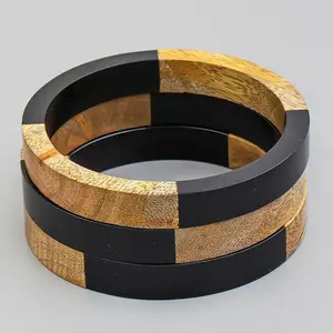 Juego de brazaletes de resina multicolor hechos a mano accesorios de moda artesanías indias coloridas para mujeres - Product Image 6