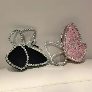 Bolso de mano con forma de mariposa y diamantes de imitación para mujer, bolsa de mano de noche y boda, Ángel, kiss